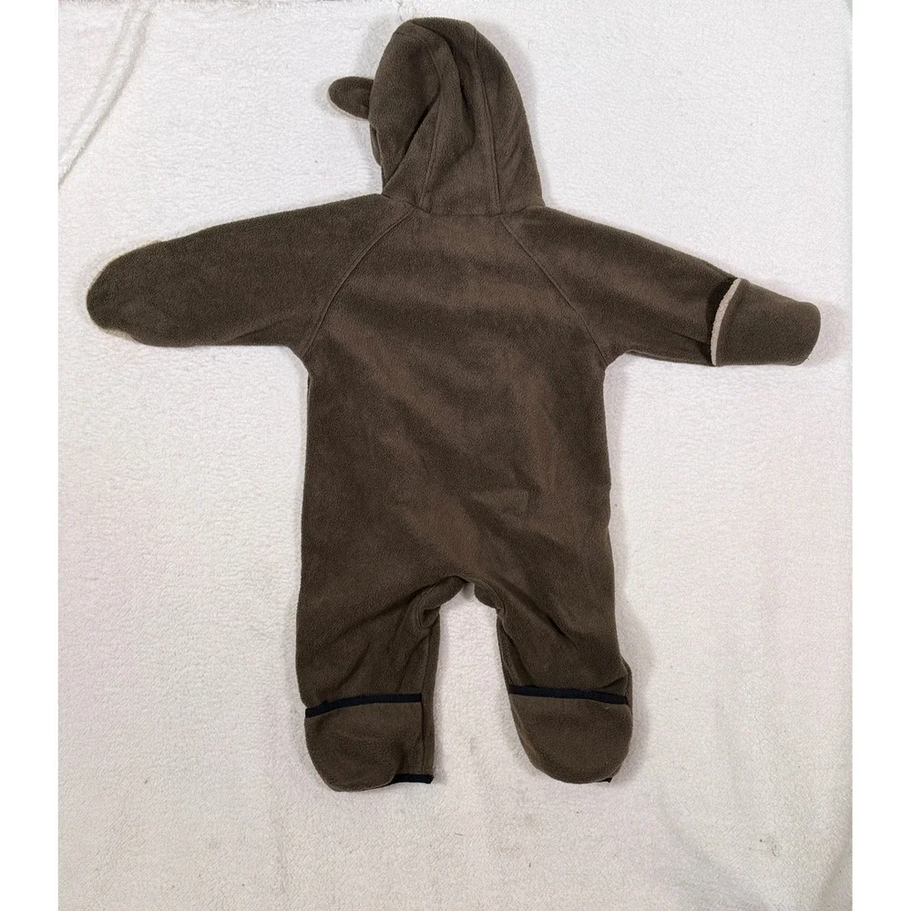 Columbia Infant Fleece Bunting Brown Bear Ear Hooded One Piece Suit 12 Months